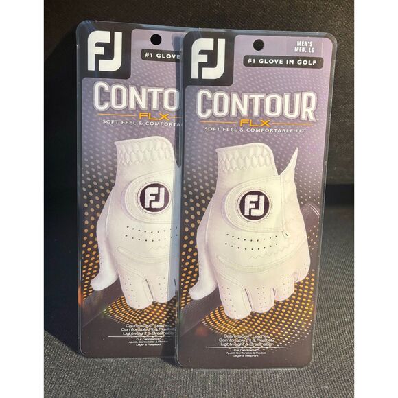 2PK Footjoy Contour FLX Men's Golf Glove LARGE Regular Left Glove - Pearl - Picture 1 of 2